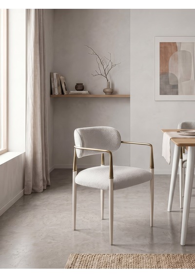 Elegance Kolçaklı Metal Mutfak Sandalyesi Beyaz
