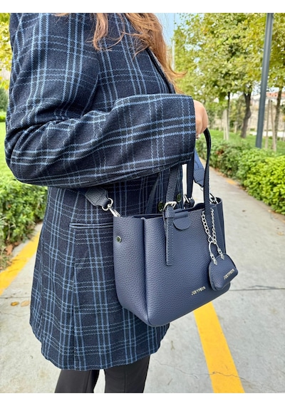 Just Polo Lüks Tasarım 3 Bölmeli Yumuşak Deri Lüks Ve Şık Dokunuş El & Omuz Çantası Shoulder Bag Lacivert