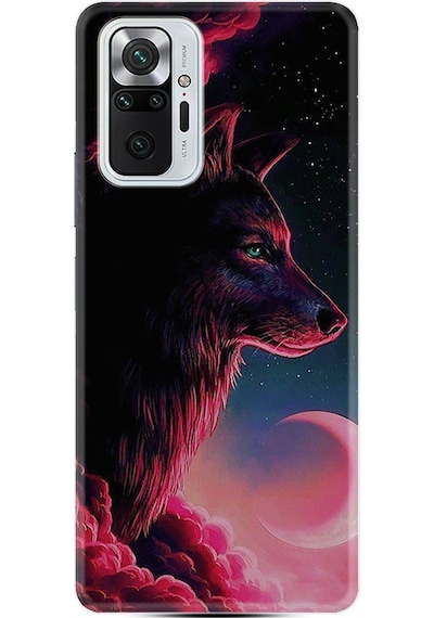 Xiaomi Redmi Note 10 Kılıf Desenli Wolf And Moon 1380