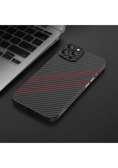 Coofbe Karbon Fiber Kamera Korumalı Desenli Apple Uyumlu iPhone 14 Pro Kılıf Parmak İzi Bırakmaz 0.6mm Kalınlık