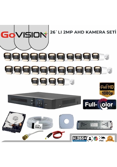 26’li 2mp Full Color 3.6mm Lens 1080p Fullhd Warmled Ahd Bullet Set