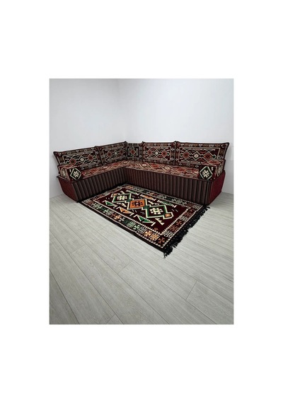 40 Cm Yüksek Minderli Otantik Şark Köşesi Takımı Bordo Anadolu Modeli 10 Parça