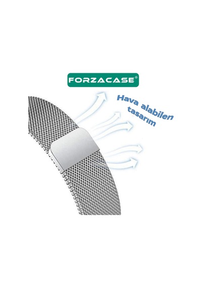 Forzacase Huawei Fit 3 İle Uyumlu Metal Mıknatıslı Manyetik Kordon Kayış - Fc634 Gümüş
