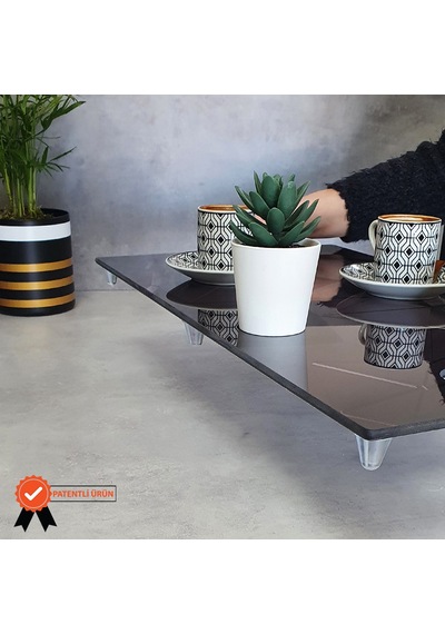Decorita Cam Tepsi Antrasit Desen 29Cm X 52Cm
