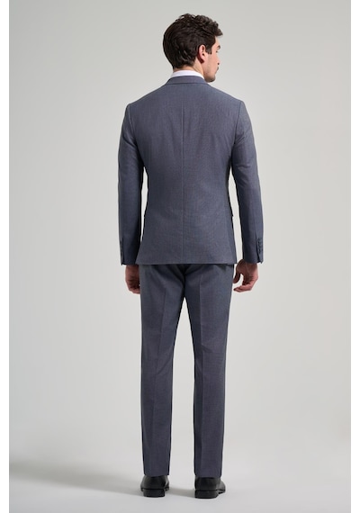İmza Kendinden Desenli Bez Ayağı Mono Yaka Tam Astar Esnek 6 Drop Slim Fit Takım Elbise 1001250168 Lacivert