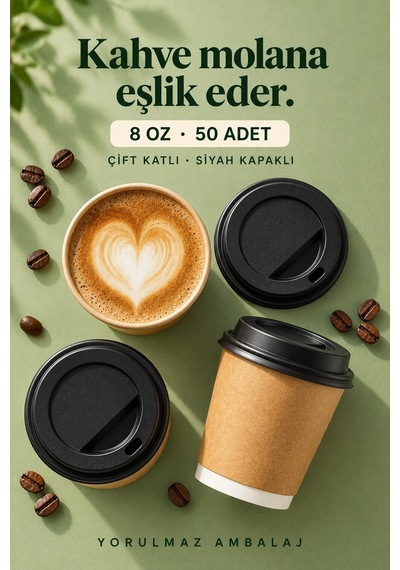 Double Wall Kapaklı Karton Bardak 8 Oz 50 Adet Çift Katmanlı Sıcak İçecek Kağıt Bardak Renkli