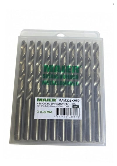 Maier Hss Co.%8 Spiralbohrer 8 Mm Hss Matkap Ucu Metal Delme 10 Adet