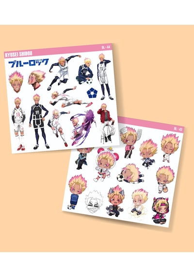 Bluelock-ryusei Shidou - Futbol Anime Telefon Sticker Seti Parlak Kağıt 2 Li Sarı