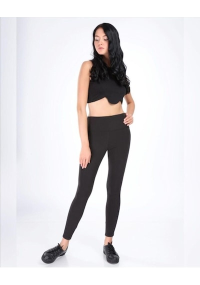 Bonbonetti Chocolate Baby & Kids Kadın Siyah Geniş Bel Kemerli Çelik Örme Tayt SiYAH