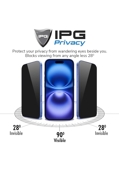 Apple iPhone 15 Pro Max Uyumlu İçin Ipg Privacy Hayalet Ekran Koruma Gizlilik