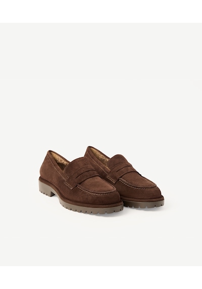 Yargıcı Kürklü Süet Loafer 26kkay4045x 003 Kahverengi