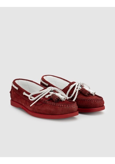 Bordo Detaylı Hakiki Deri Marin Loafer Ayakkabı