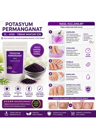 El Ayak Mantarı Tedavisi Potasyum Permanganat 100gr