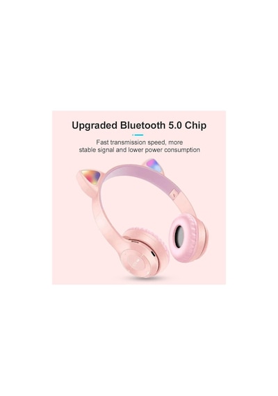 Karler Stn-28 Bluetooth Mikrofonlu Led Işıklı Hafıza Kartı Girişli Kulak Üstü Kedi Kulaklık