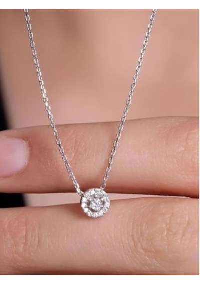 Eyelashes Silver 925 Ayar Gümüş Tektaş Zirkon Taşlı Kolye