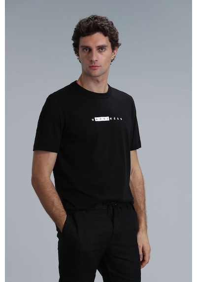 Lufian Kane Modern Grafik T- Shirt Siyah 001