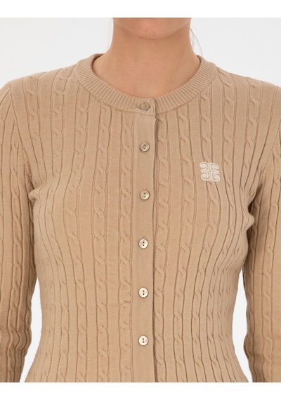 Pierre Cardin Bej Melanj Extra Slim Fit Triko Hırka 50317064-vr156