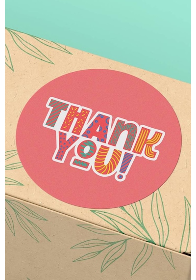 Thank You Renkli Yuvarlak Teşekkür Etiketi Sticker 3x3cm St2099 Çok Renkli