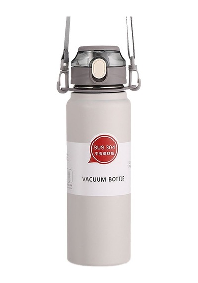 304 L Çelik Gri 800 Ml Askılı Ve Pipetli Matara Suluk Cin411gr-8 Gri
