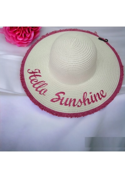 Kadın Hasır Plaj Şapkası Natural Beige Sute Bucket Hat Plaj Havuz Bej