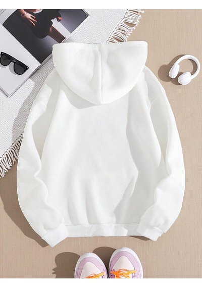 Uyguntarz Unisex Thousand Baskılı Oversize Sweatshirt beyaz