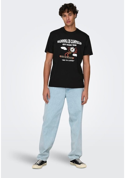 Only & Sons Onslogan Lıfe Reg Funny Ss Tee Tişört 22028178 Siyah 001
