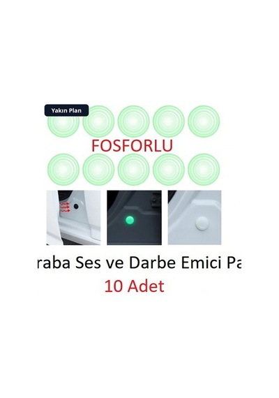 Trobus Oto Kapı Stoper Pedi Darbe Emici Fosforlu Beyaz 10'lu