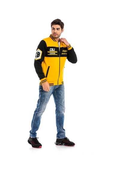 Cipo & Baxx Cl500 Erkek Kaşe Kolej Mont Slim Fit, Düğmeli, Kışlık Şık Tasarım Sarı