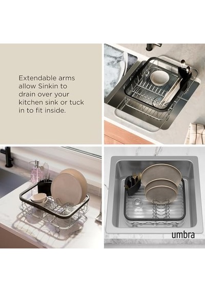 Umbra Multi-use Dish Rack Black Sinkin Çok Fonksiyonlu Tabak Standı Siyah/nikel, Metal, Büyük