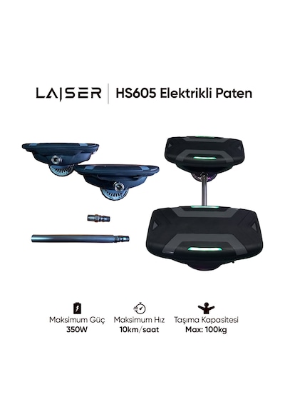 Laiser Hs605 Elektrikli Paten 350w Led Işıklı Siyah