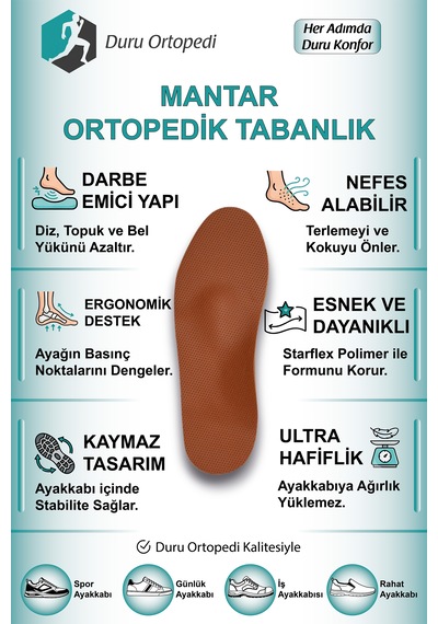 Ortopedik Man.tar Tabanlık 1 Çift