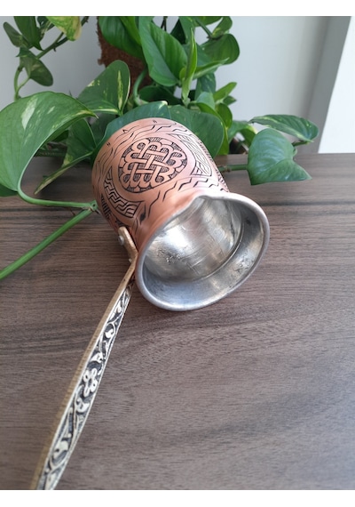 Kalın İşlemeli Bakır Cezve 550 ml