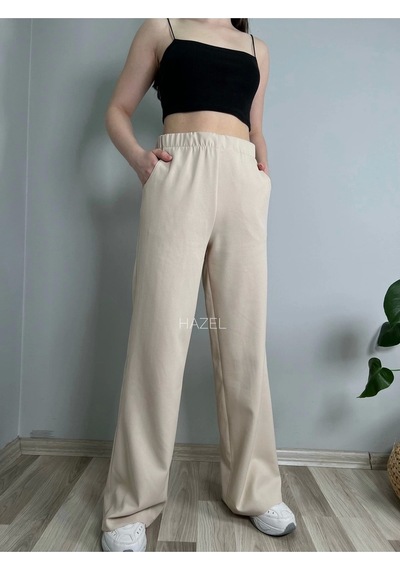 Hazel Kadın Taş Yüksek Bel Lastikli Bol Paça Pantolon-taş Taş