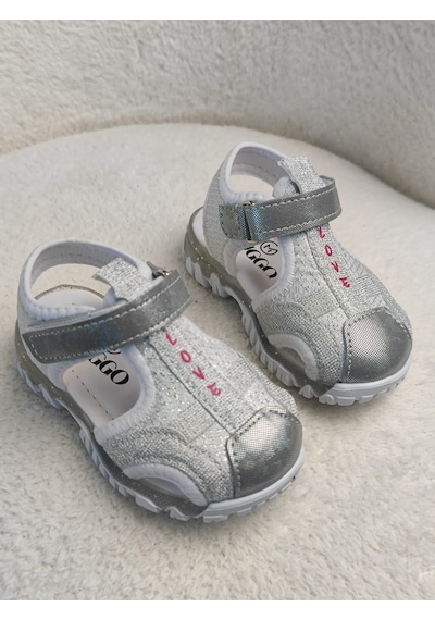 Muggo Slyvester Günlük Önü Kapalı Cırtlı Unisex Çocuk Sandalet Gri