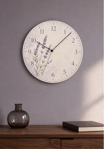 AA Shop Dekoratif Baskılı Ahşap Botanik Desenli Duvar Saati Sessiz Akar Mekanizmalı Modern Çiçek Ve Yaprak 824 Çoklu Renkli