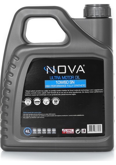 Nova 10W-60 Sn Tam Sentetik Motor Yağı 4 L + Cam Sabunu