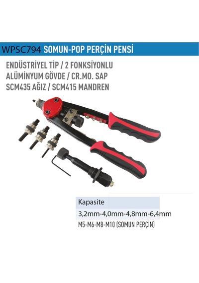 Wp Pro Endüstriyel Tip 2 Fonksiyonlu Somun-pop Perçin Pensi