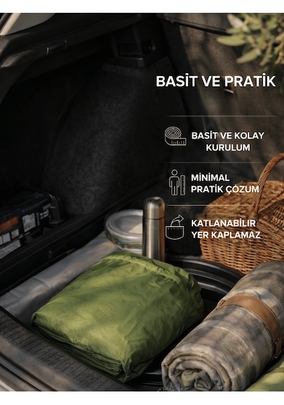 Beylini Paraşüt Kamp Hamağı 140 Kg Kapasite Çantalı Su İtici Kumaş Katlanır Taşınabilir Bahçe Piknik Hamak Yeşil