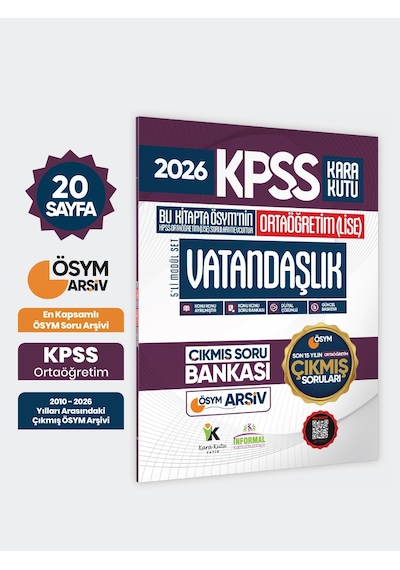 2026 Fullortaöğretim Kpss Vatandaşlık Kara Kutu ÖSYM Çıkmış Soru Bankası Son 15 Yıl(sadece Lise)