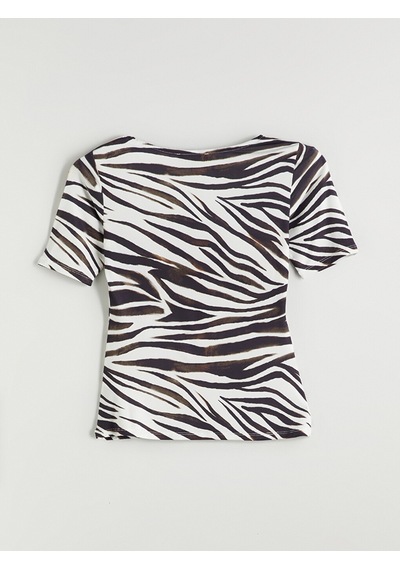 Lcwaıkıkı Classic Siyah U Yaka Zebra Desenli Kadın Body