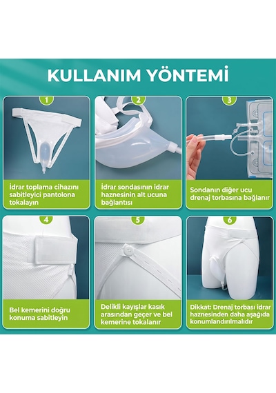 İçin Portatif Idrar Toplama Torbası Seti Konforlu Idrar Külodu 1000ml/2000ml Torbalı Tek Ebat