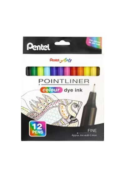 Pentel Fiber Uçlu Boya Kalemi - 0.4 Mm.12 Renkli K Çok Renkli