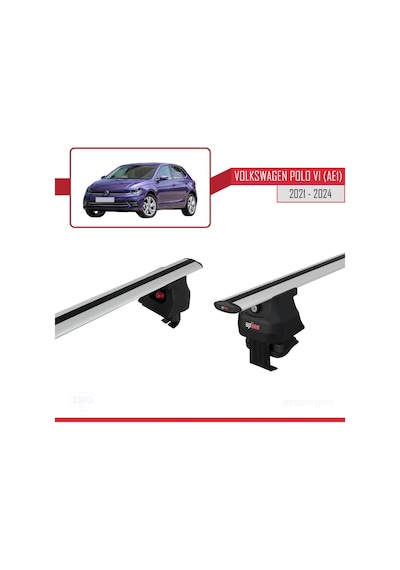 Volkswagen Polo Vı Ae1 2021 Ve Sonrası İle Uyumlu Ace-4 Ara Atkı Tavan Barı Gri