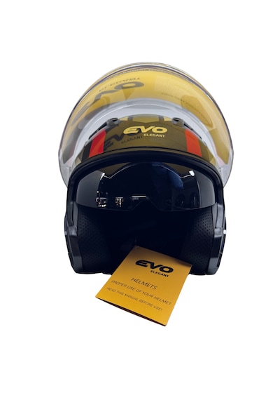 Kask Evo Marka Çenesiz Yarım Kask Siyah -Kırmızı