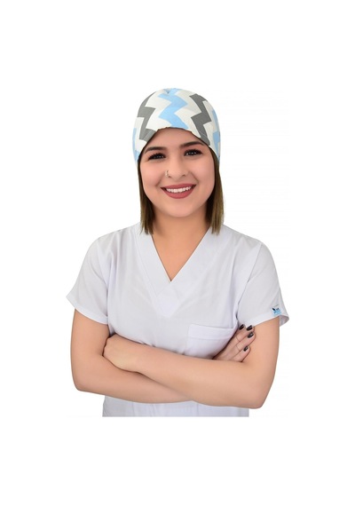 Unisex Zikzak Desenli Doktor Hemşire Cerrahi Hastane Aşçı Cerrahi Bonesi Çok Renkli Çok Renkli