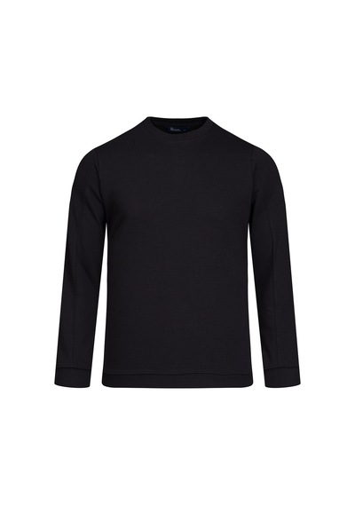 Hatemoğlu Siyah Regular Fit Bisiklet Yaka 100% Pamuk Sweatshirt