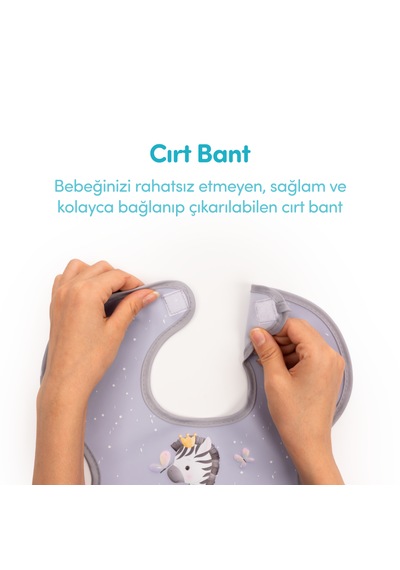 Sevi Bebe Cırtlı Muşamba Önlük Zebra Art 22-183 Lila