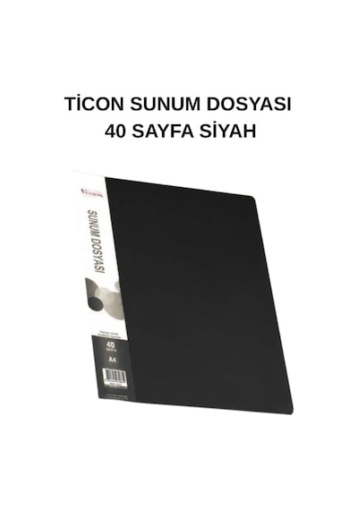40 Lı Sunum Dosyası Şeffaf Poşet Dosya Okul, Ofis Ve Arşiv Kullanımı Siyah Siyah