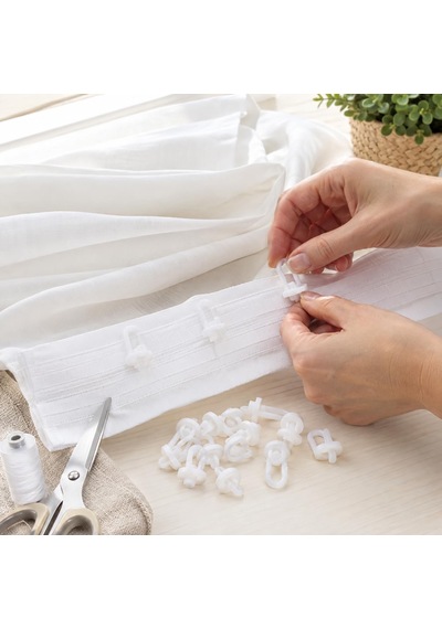 Perde Düğmesi 20 Adet 2 Elle Dikmeli Beyaz Perde Ruleti Düğmesi, Plastik Korniş Askı Aparatı, Tül Fon Perde Dikim Ve Tamir Aksesuarı