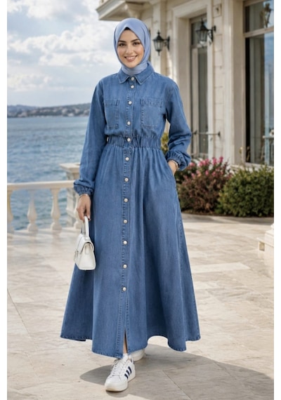 Hb Harma Time Butik Kadın Belden Lastikli Cep Detaylı Koyu Denim Koyu Kot Mavi Elbise Koyu Mavi Hb Harma Time Butik Kadın Belden Lastikli Cep Detaylı Koyu Denim Koyu Kot Mavi Elbise Koyu Mavi
